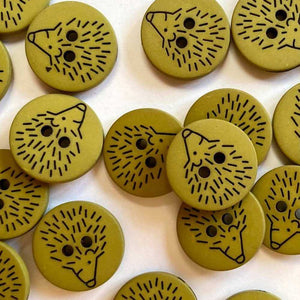 15mm Olive Green Hedgehog Buttons | Yarn Worx