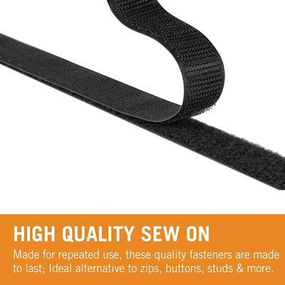 VELCRO® Brand - 20mm Sew on Fabric Tape - Sold by the half metre - shown in black | Yarn Worx