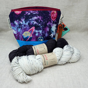 Christmas Knit or Crochet Gift 6 (2 x 100g Skeins & Project Bag) Emma's Yarn Simply Spectacular DK Double Knit Wool with a Hillary Project bag by Beautiful Syster