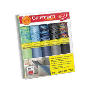 Gutermann Creativ Sewing thread set Deco Stitch 70 (10 x 70m Spools) - Colour 1 | Yarn Worx