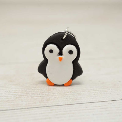 Handmade Polymer Clay Stitch Marker / Progress Keeper - Penguin | Yarn Worx