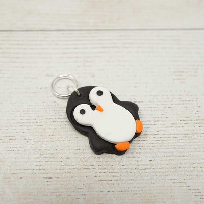 Handmade Polymer Clay Stitch Marker / Progress Keeper - Penguin | Yarn Worx