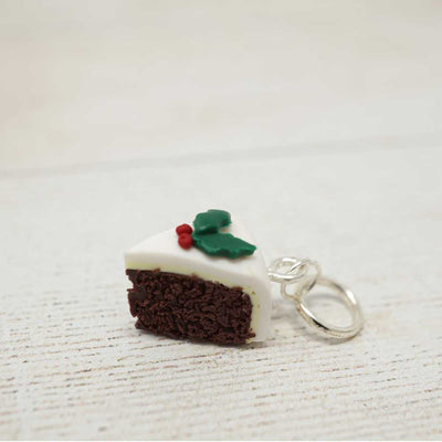 Handmade Polymer Clay Stitch Marker / Progress Keeper - Christmas Cake | Yarn Worx