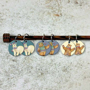 Emma Ball - 6 x Woolly Bears Knitting Stitch Markers | Yarn Worx