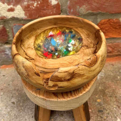 Wood & Resin Handmade Yarn Bowl with 3D printer filament | Market Town Yarns