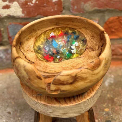 Wood & Resin Handmade Yarn Bowl with 3D printer filament | Market Town Yarns