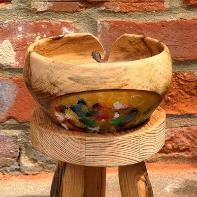 Wood & Resin Handmade Yarn Bowl with 3D printer filament | Market Town Yarns