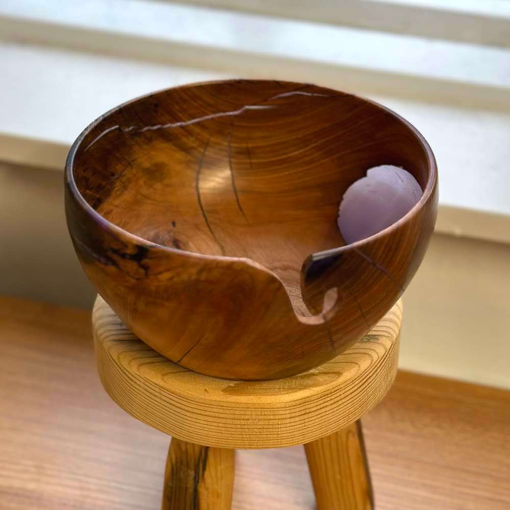 Handmade Yarn Bowl Lichtenberg Resin/Wooden Large Yarn Bowl for
