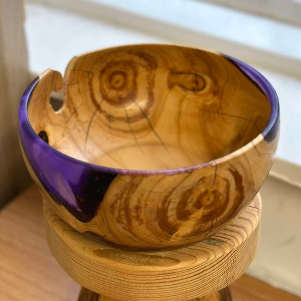 Wooden Yarn Bowl: Olive Wood Yarn Bowl at BeldiNest