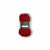 Red skein of yarn with a label on a white background