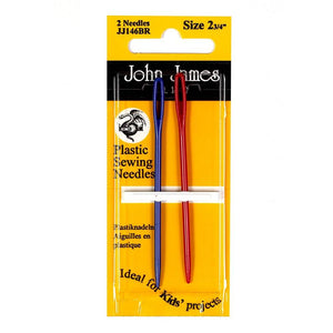 John James - 2 Plastic Childrens Sewing Needles - Blue and Red | Yarn Worx