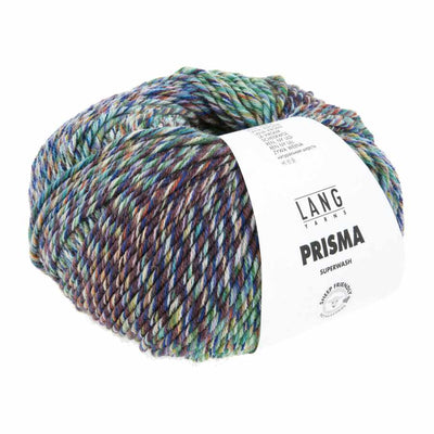 Multicolored ball of yarn with a 'Lang Yarns Prisma' label on a white background shown in colour 004 | Yarn Worx