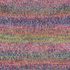 Close-up of a multicolor knitted fabric with a variegated pattern of pink, purple, blue, green, and yellow yarn in a textured knit stitch showing how colour 006 knits up | Yarn Worx