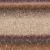 A close-up of a textured knit fabric with horizontal stripes in beige, brown, and muted plum purple showing how colour 001 knits up | Yarn Worx