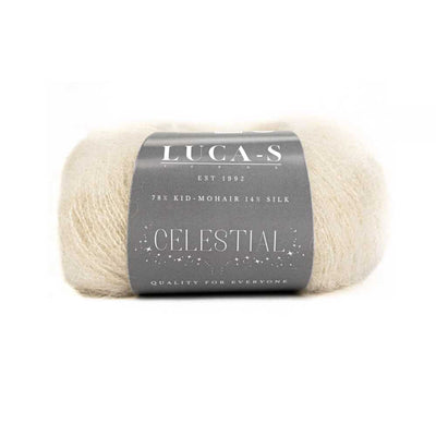 Luca-S Celestial Lace Weight yarn shown in colour 01 Off White | Yarn Worx