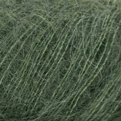 Luca-S Soft Kid-Silk Lace Weight Yarn shown in colourway 15 Green Gareth | Yarn Worx