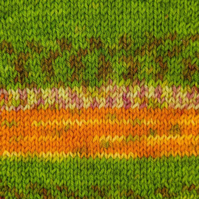 Luca-S Woolen Walk Superwash Sock Yarn shown in colourway 207-Lime-Fiesta | Yarn Worx