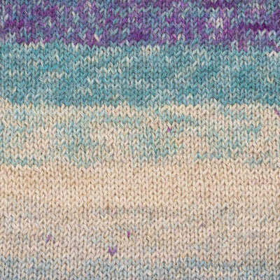Luca-S Meraki 4-ply yarn knitted swatch shown in colour Sea Lavender | Yarn Worx
