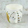 white bone china mug with a beehive and bees| Yarn Worx