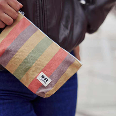 ROKA London - Maida Vale Medium Pouch in Faded Multi Stripe | Yarn Worx