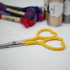 Market Town Yarns - Heart Embroidery Scissors shown in Mustard colour | Yarn Worx