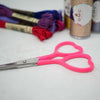 Market Town Yarns - Heart Embroidery Scissors shown in Neon Pink colour | Yarn Worx