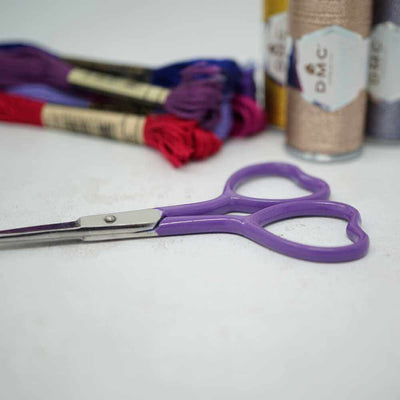 Market Town Yarns - Heart Embroidery Scissors shown in Purple colour | Yarn Worx