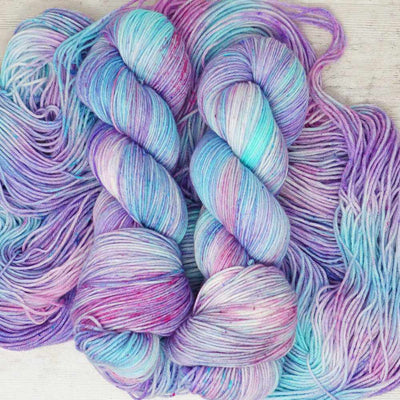 Squishy Sock - Squishy DK - Silky 4-ply - Silky DK shown in colourway Lilac Lagoon | Yarn Worx