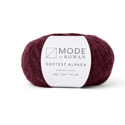 Mode at Rowan - Softest Alpaca - 50g shown in colourway 020 Cranberry | Yarn Worx