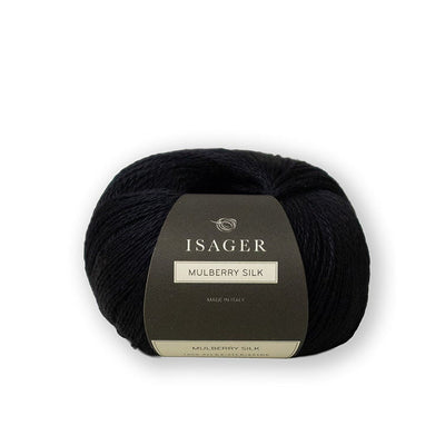 Isager Yarn Mulberry Silk in a colour called Ink which is a very deep blue/black | Yarn Worx