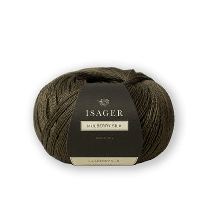 Isager Yarn Mulberry Silk in dark green colour called Khaki | Yarn Worx
