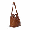 Brown leather handbag with a shoulder strap on a white background | Yarn Worx