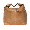 Taupe leather handbag on a white background | Yarn Worx