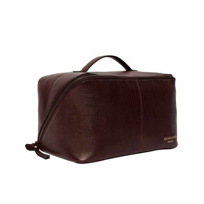 Dark Cherry leather project bag with 'REDESIGNED PROJECT' branding on a white background | Yarn Worx