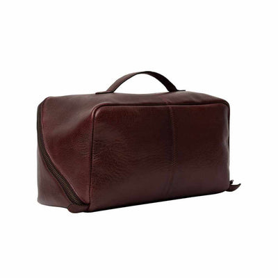 Dark Cherry leather project bag with 'REDESIGNED PROJECT' branding on a white background | Yarn Worx