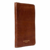 Brown leather knitting needle case with 'RE-DESIGNED PROJECT' branding on a white background | Yarn Worx