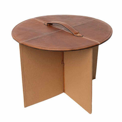 Walnut leather lid and dividers for Yarn Barrel on a white background