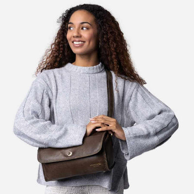 Re:Designed - Project 74 - Cross Body Knitting Project Case shown in Dark Green colour | Yarn Worx