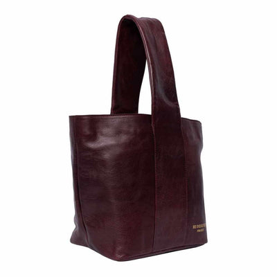 Cherry leather tote bag on a white background | Yarn Worx