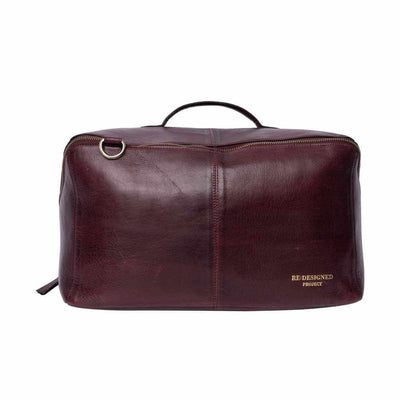 Burgundy leather knitting  bag on a white background | Yarn Worx