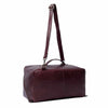 Burgundy cherry leather knitting bag with a strap on a white background | Yarn Worx