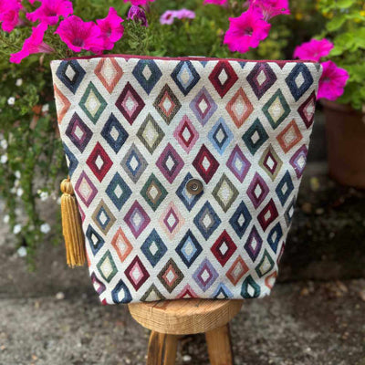 Panino - Roll Top Bag with Magnetic Closure - Rhombus Multicolour | Yarn Worx