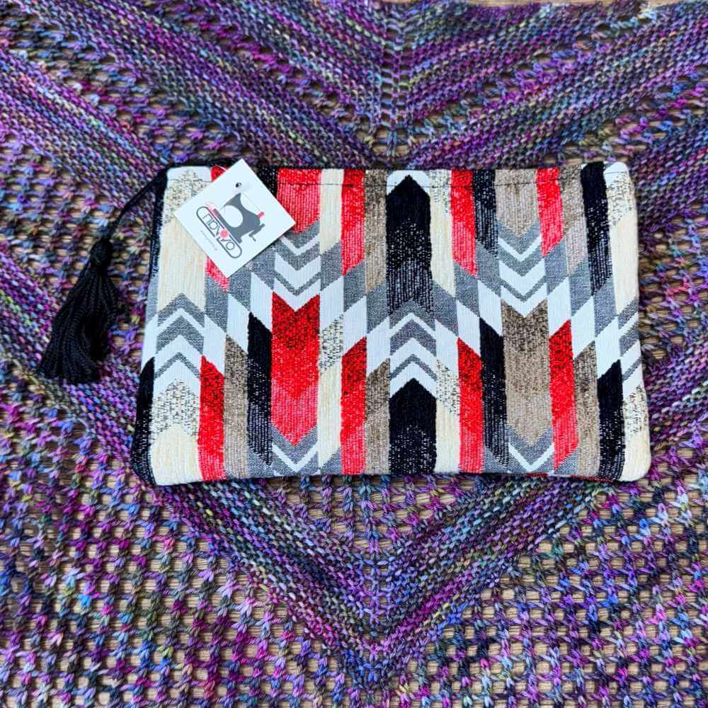 Panino Zipped Pouch Black Red Chevrons Yarn Worx