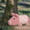 Plum Pudding Knitted Pig Kit Pig-Along shown in colours Alpenglow & Snowcap | Yarn Worx