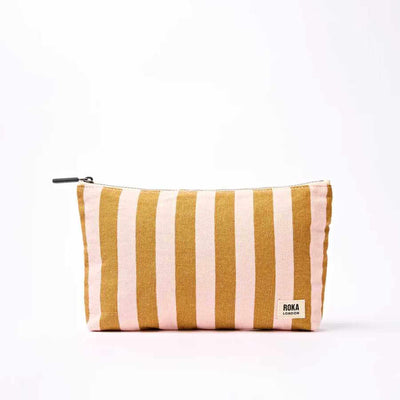 ROKA London - Maida Vale Medium Pouch in Rose Gold Stripe | Yarn Worx