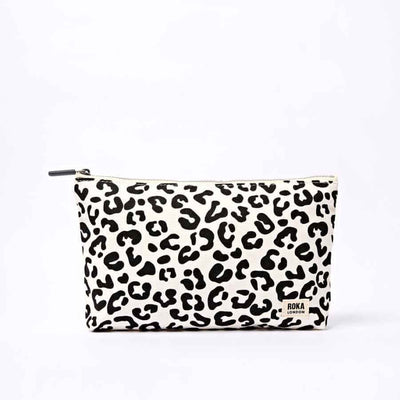 Leopard print pouch with 'Roka London' branding on a white background | Yarn Worx