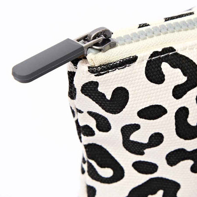 Small pouch with black leopard print pattern on a white background | Yarn Worx