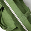 Close-up of a green bag with a strap, focusing on the texture and stitching details | Yarn Worx