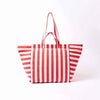 Red and pink striped tote bag on a white background | Yarn Worx