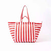 Red and pink striped tote bag on a white background | Yarn Worx